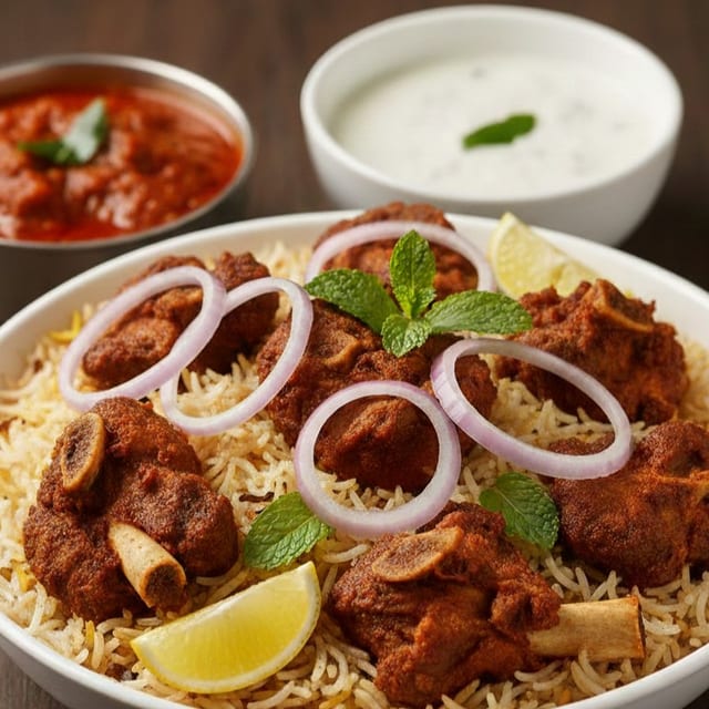 Goat Fry Biryani (GF, NF).