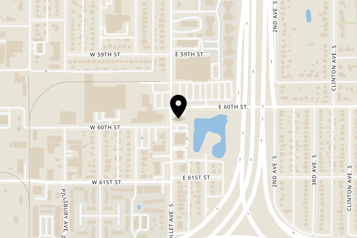 Map showing the location of Hello! Hyderabad Nicollet Ave Minneapolis on 6009 Nicollet Ave in Minneapolis
